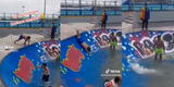 Peruanos se divierten usando skatepark como piscina tras inundaciones por lluvias y es viral en TikTok