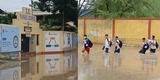 Piura: Torrenciales lluvias forman enorme laguna en exteriores del colegio Manuel Scorza