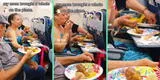 Familia es captada comiendo pollo frito en avión y es viral en TikTok