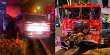 San Borja: camión de bomberos colisiona con camioneta en el cruce de avenidas Aviación con San Borja Norte