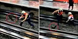 Gallina cae vías del Metro y personal de Protección Civil realiza espectacular rescate
