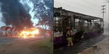 SJL: bus del Corredor Morado terminó en llamas por cortocircuito cuando se dirigía al paredero inicial