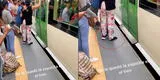 Peruana baja del Metro, pero le pasa lo impensado y es viral: "Se le quedó la zapatilla en el tren"