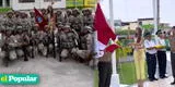 Luciana Fuster participa en el izamiento de bandera con las Fuerzas Armadas y Policía Nacional del Perú