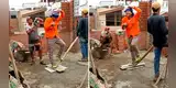 Obreros se divierten en obra de construcción y escena es viral: "Cuando no llega el material"
