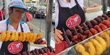 Peruana sorprende con picarones de fresa y maíz morado en esquina de Gamarra: "Muy ricos, caserita"