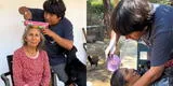 Sibenitoo pinta el cabello a su madre, pero su perrito se roba el show: "Firulais quiso ayudar"