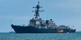 Imponente buque de guerra de los Estados Unidos realiza ejercicios militares en mar peruano