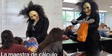 Profesora sorprendió a sus alumnos con peculiar disfraz por Halloween y es viral en TikTok