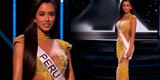 ¡Toda una estrella! Camila Escribens fascina con elegante vestido dorado en la preliminar del Miss Universo 2023