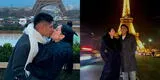 El romántico beso de Piero Quispe y su novia al pie de la Torre Eiffel, testigo de su amor