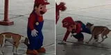 Anima como Mario Bros en Navidad, pero perrito se roba el show al “atacarlo”