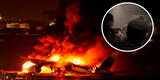 Japón: pasajero de avión que se incendió en pleno vuelo grabó los momentos de terror abordo