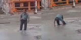 Trujillo: adulto mayor queda atrapado en cemento tras intentar cruzar pista recién reparada