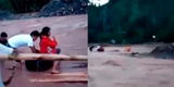 Madre embarazada cruza el río en balsa de madera en Huánuco para ir al hospital y salvar a su bebé