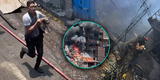 Gigantesco incendio en El Agustino: policía arriesgó su vida para salvar a un perrito de las llamas