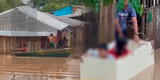 Loreto: niños se transportan en refrigeradora como si fuera bote tras inundaciones por lluvias