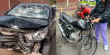 SMP: auto con chofer aparentemente ebrio choca contra motocicleta y deja a 2 esposos heridos