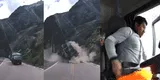 Carretera Central: camionero se salva de milagro tras caída de enormes rocas