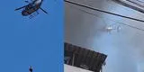 Realizan impresionante rescate en helicóptero de persona atrapada en incendio en Cercado de Lima