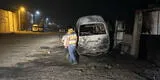 Delincuentes incendian combi de la empresa Girasoles cuando el conductor dormía en el interior del vehículo