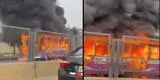 Bus arde en llamas en plena avenida Faucett, cerca al aeropuerto: bomberos no pueden apagar el fuego