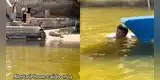 Joven se lanza a la Huacachina para buscar su iPhone caído en la laguna: "Se tiró al desagüe"