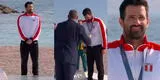 Stefano Peschiera recibió así su medalla de bronce y Perú volvió al podio olímpico en París 2024