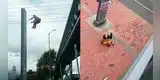 Hombre araña de Bogotá se lanza de puente y casi termina junto al tío Ben