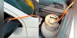 Taxista instala balón doméstico en su auto para movilizar su auto y genera indignación