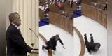 ¡En plena juramentación! Senador de Renovación Popular Absalón Vásquez sufrió aparatosa caída durante la ceremonia