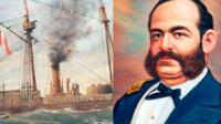 Miguel Grau muere en el Combate de Angamos tras el enfrentarse a los buques chilenos.