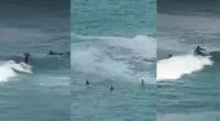 Surfistas entraron al mar pese que este se retiró varios metros por oleajes anómalos por la erupción de un volcán