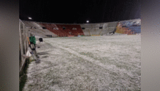 Estadio Garcilaso del Cusco se cubrió de granizada [VIDEO]