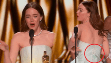 Emma Stone gana como 'Mejor actriz' en los Premios Oscar 2024 y recibe su estatuilla con su vestido roto