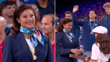 ¡Lujo olímpico! Cecilia Tait entregó las medallas en el vóley masculino en París 2024