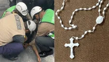 Policías y serenos protagonizan una sorprendente escena al ayudar a un joven con un rosario en La Victoria