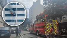 Centro de Lima: incendio consume un edificio del jirón Camaná frente al Real Plaza