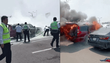 Auto se incendia dentro del Aeropuerto Jorge Chávez: videos captan la desesperación del taxista por apagar las llamas