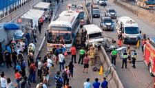 Terrible choque en Mega Plaza: Combi y bus impactan en la Panamericana Norte dejando heridos de gravedad