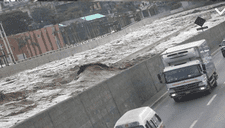 Río Rímac se desborda e inunda acceso a San Juan de Lurigancho a la altura de Evitamiento