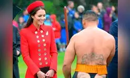 Kate Middelton es recibida por indígenas maoríes en Nueva Zelanda