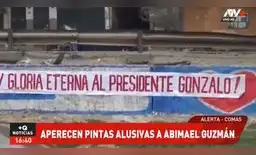 Comas: aparecen pintas alusivas al fallecido genocida Abimael Guzmán [VIDEO]