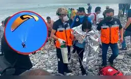 Policías de salvataje auxiliaron a los parapentistas tras caer al mar