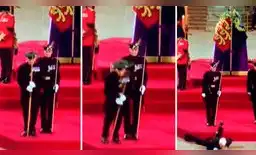 Reina Isabel II: guardia real pierde el conocimiento y se desmaya junto al ataúd de la monarca [VIDEO]