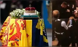 Hombre se lanzó sobre el ataúd de la monarca y guardias lo arrestaron