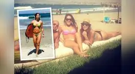 Figueroa acompañada de amistades y luciendo figura espectacular.