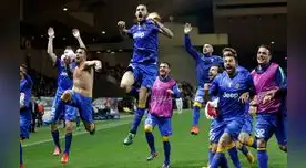 Todo Juventus celebra al final del partido en el Luis II su pase a la semifinal de la Champions.