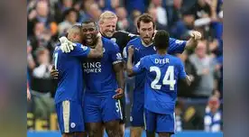 El jamaicano Wes Morgan celebra su tanto ante Tottenham