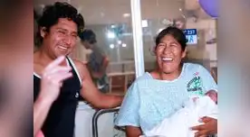 María Puma junto a su retoño y su esposo